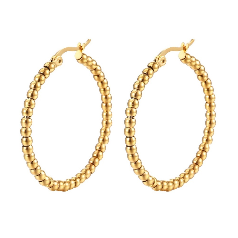 Elegant Gold Beaded Hoop Earrings